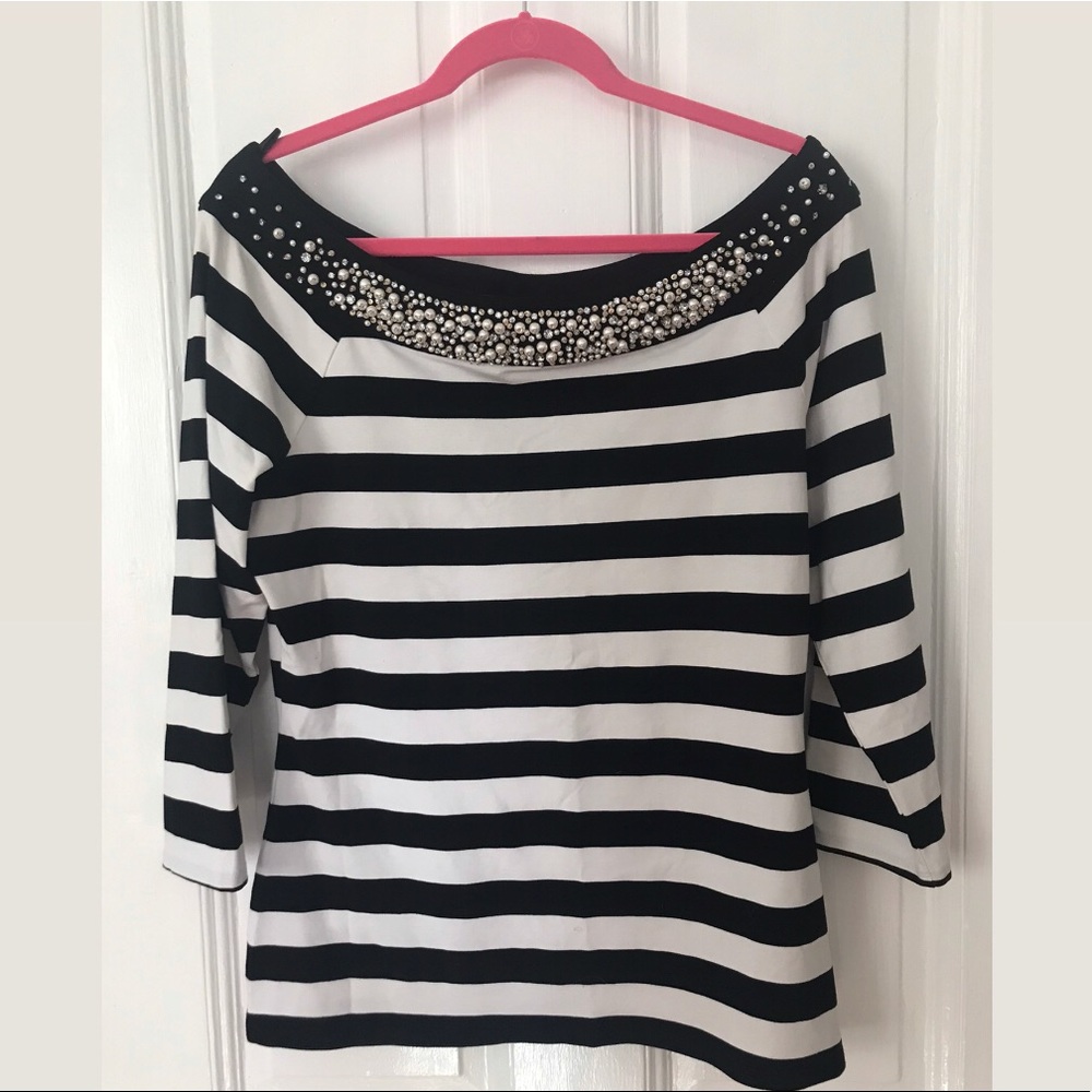 Glam White House Black Market Off Shoulder Top